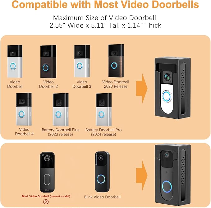 No Drill Adhesive Video Doorbell Mount Compatible - Image 2