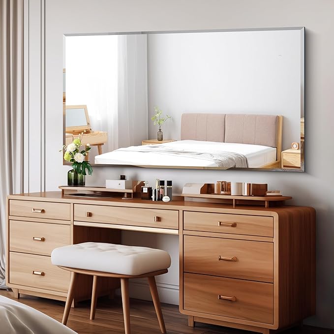 CILIBER Large Beveled Mirror, 30x55 Frameless Beveled Bathroom Mirrors - Image 2