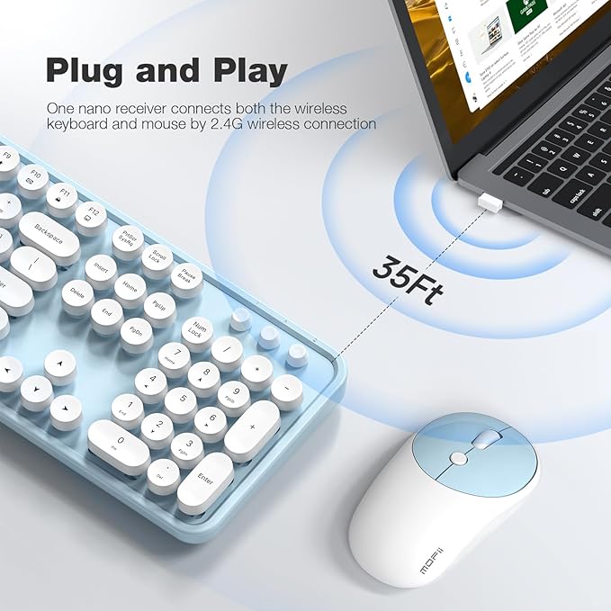 MOFII Wireless Keyboard and Mouse Combo, Computer Full Size 2.4G Plug and Play - Image 2
