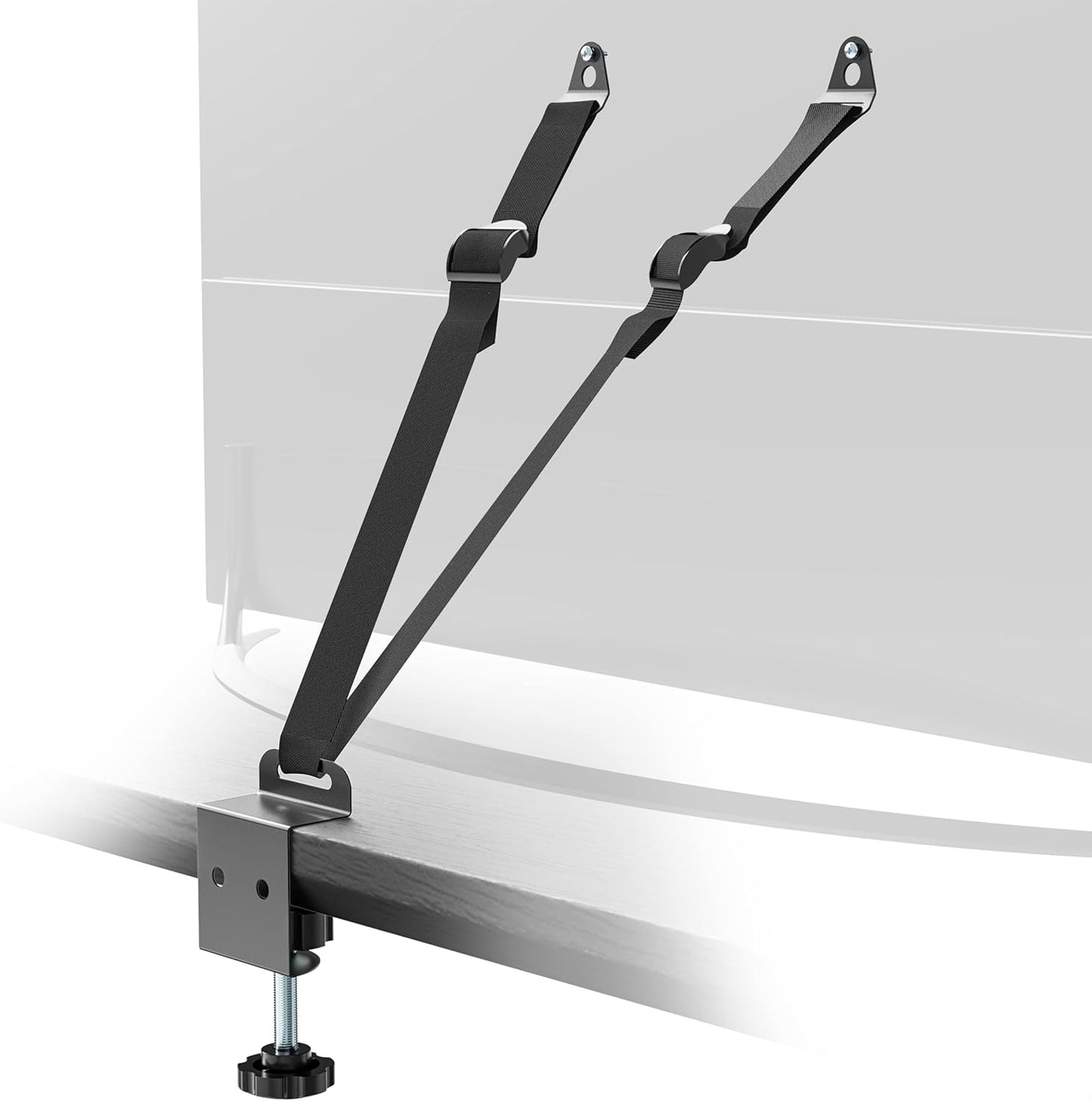 TV Safety Straps Furniture and TV Wall Anchors and Punch-Free Clamp Straps for Baby Proofing, VESA Mounting, Metal Connectors, Black