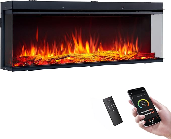 LegendFlame 51" W Smart Build in Electric Fireplace Insert, 1-2-3 Sided View by LegendFlame