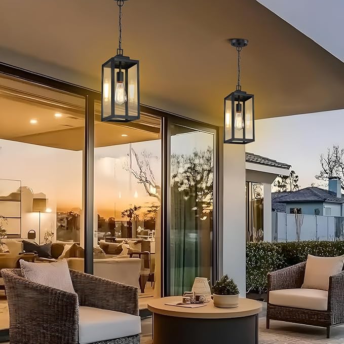 15'' Outdoor Pendant Light, Modern Outside Chandelier Outdoor Hanging Lantern - Image 7