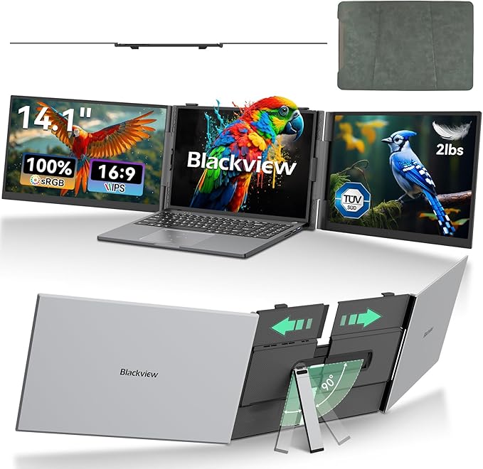 Blackview DCM6 Triple Laptop Screen Extender, Two Cable USB C Travel by Blackview