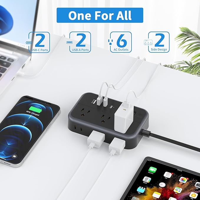 10 in 1Power Strip NTONPOWER Ultra Thin Flat Plug Extension Cord - Image 2
