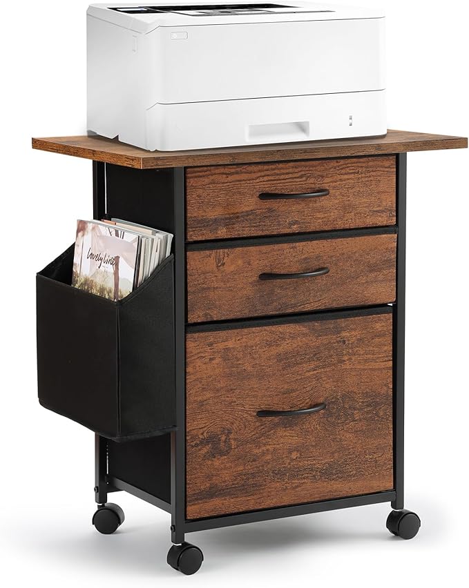 KATHY&BOB Printer Stand with 3 Fabric Drawer, Mobile File Cabinet by KATHYBOB