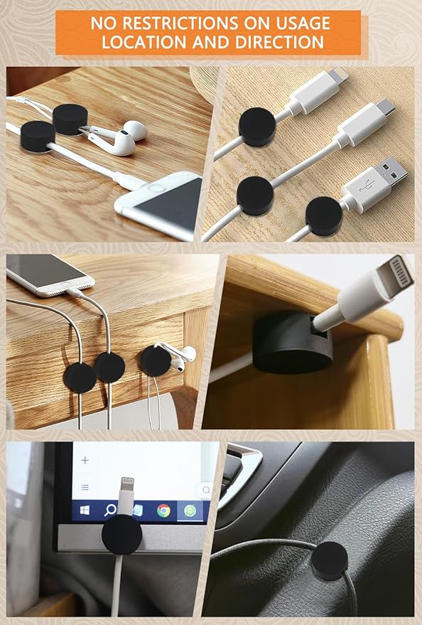 Maveek 5 Pcs Magnetic Cord Holder Cable Management, Strong Cable Clips Magnets - Image 5