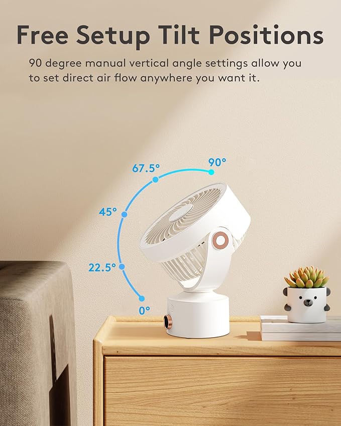 CARONSORT Small Desk Oscillating Fan, Table Air Circulator Fans - Image 4