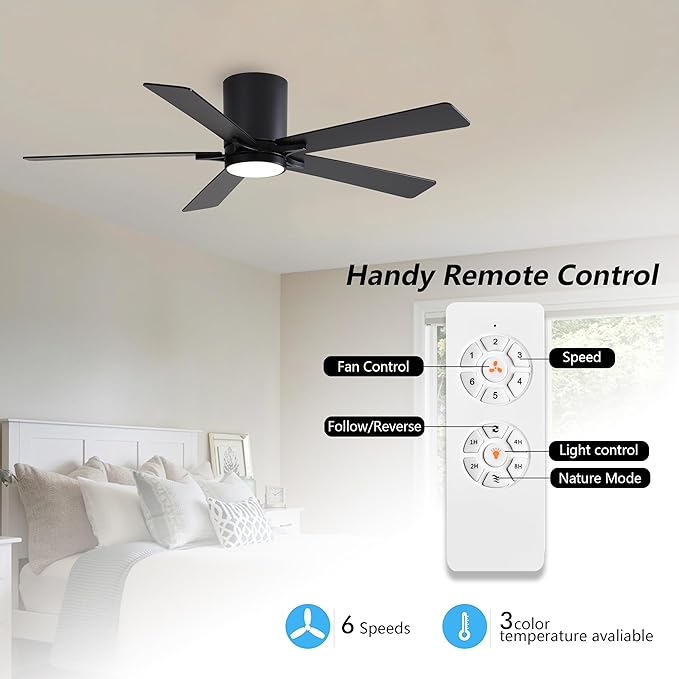 WINGBO 48" DC Flush Mount Ceiling Fan - Image 2