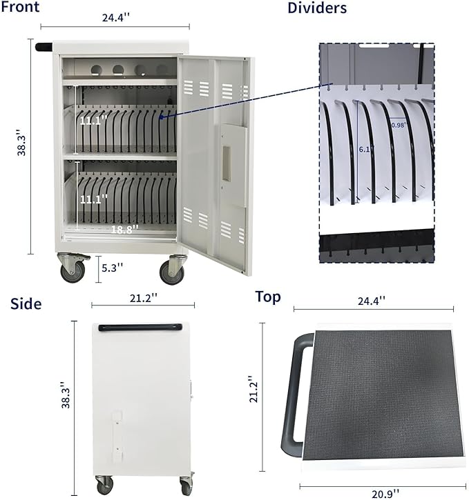 35 Device Charging Cart for Laptops and Tablets Up to 16.3-inch, Mobile - Image 2