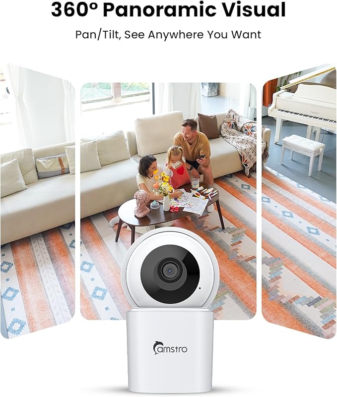 CAMSTRO 3K Indoor Security Camera 2 Pack, 360° Pan/Tilt WiFi Camera - Image 2