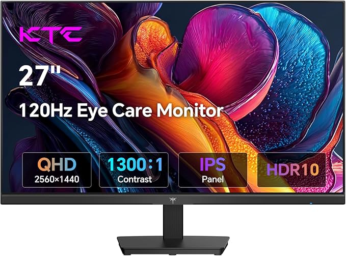 KTC 27 Inch QHD Computer Monitor 100Hz, IPS Panel, 2K 1440P PC Gaming Monitor by KTC