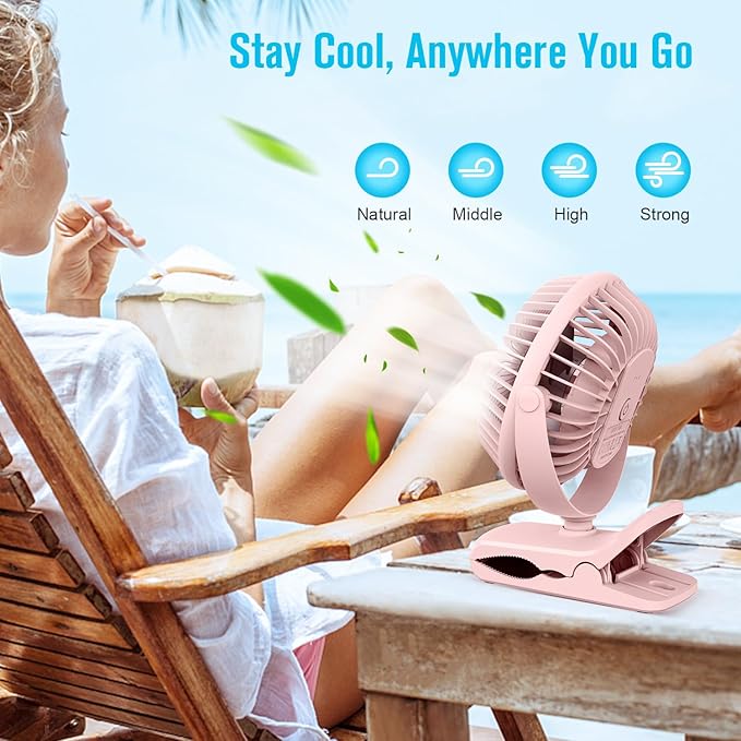 BESKAR Portable Clip on Fan Rechargeable, 4 Speeds Small Battery Operated Fans - Image 5
