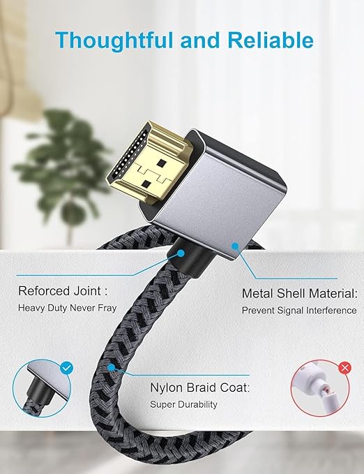 XAOSUN Right Angle HDMI 2.0 Cable 10 FT, 18Gbps High Speed HDMI Cord Support - Image 8