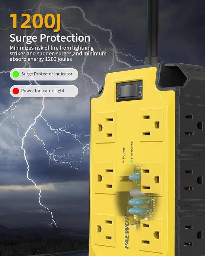 Heavy Duty Power Strip15 Amps/1200 Joules, 12 Outlets - Image 5