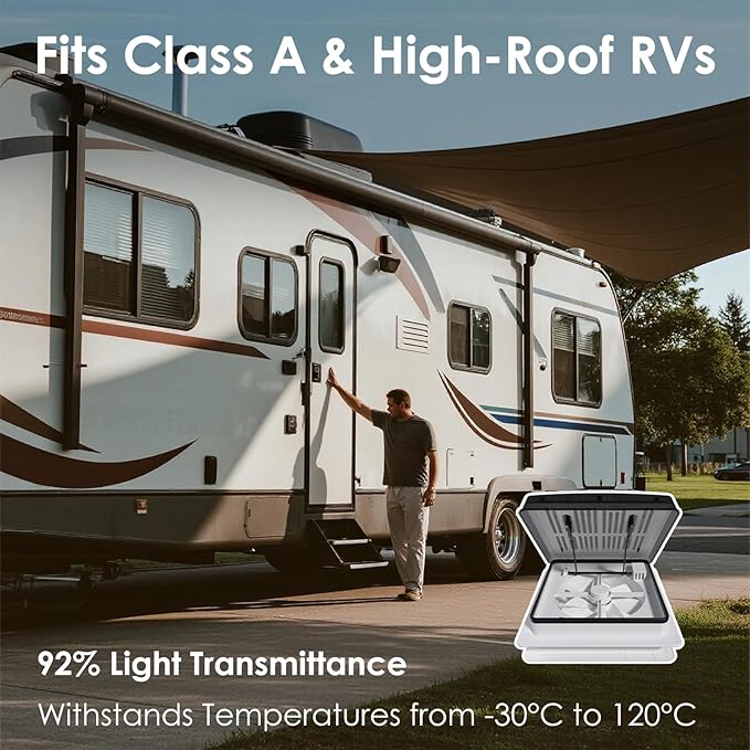 2012 Air Max RV Roof Vent Fan 14" x 14", Quiet 12V Motorhome Ventitaltion - Image 9