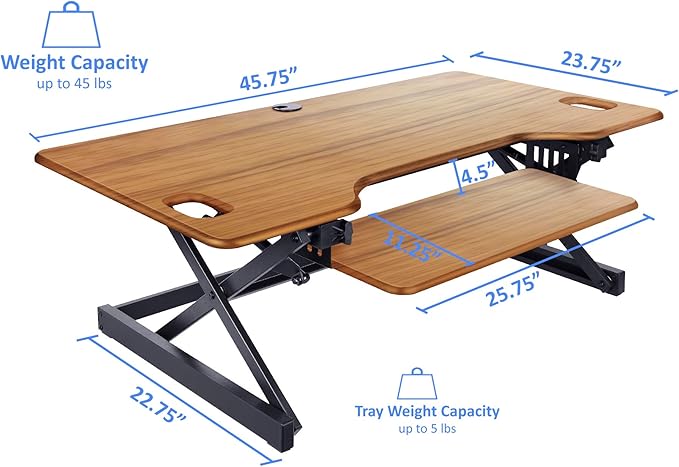 Rocelco 46" Large Height Adjustable Standing Desk Converter - Image 3
