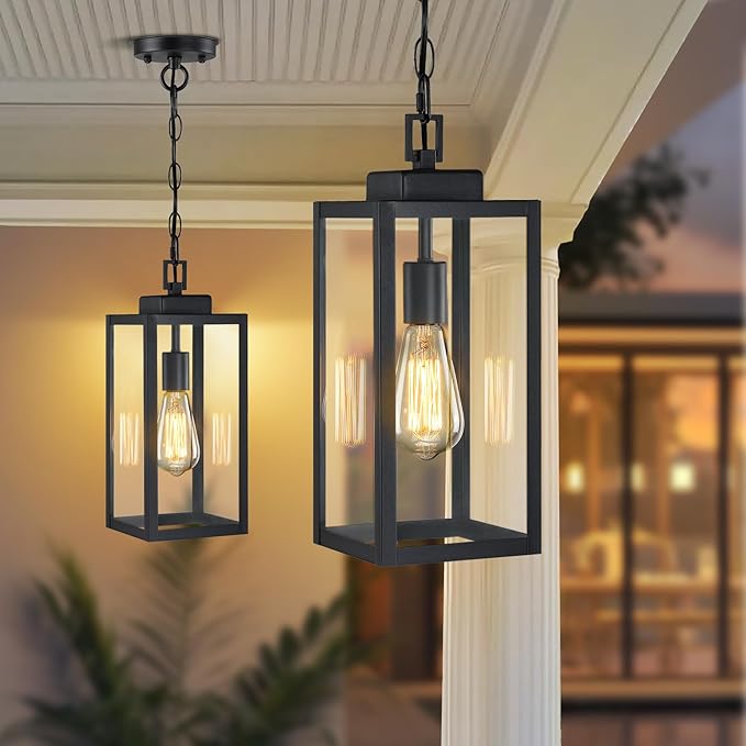 15'' Outdoor Pendant Light, Modern Outside Chandelier Outdoor Hanging Lantern - Image 9