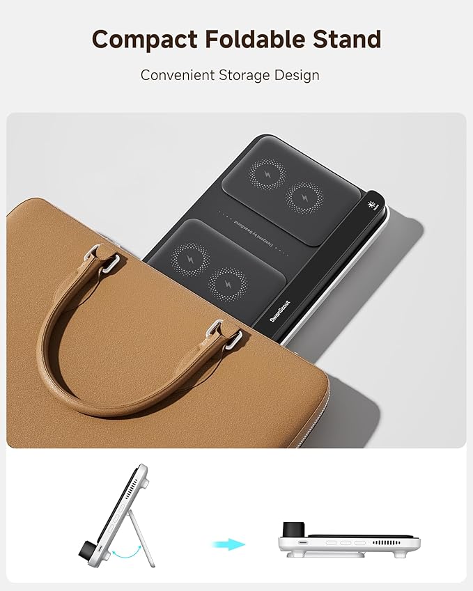 Dual Wireless Charger Stand, SwanScout 504, Foldable Wireless Charging Station - Image 8