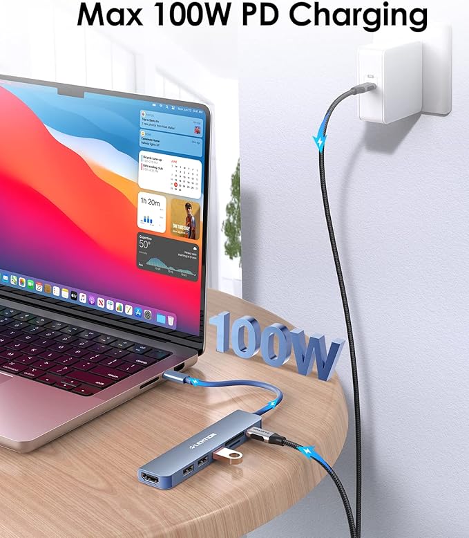 LENTION USB C Hub with 100W Charging, 4K HDMI, Dual Card Reader, USB 3.0 & 2.0 - Image 5
