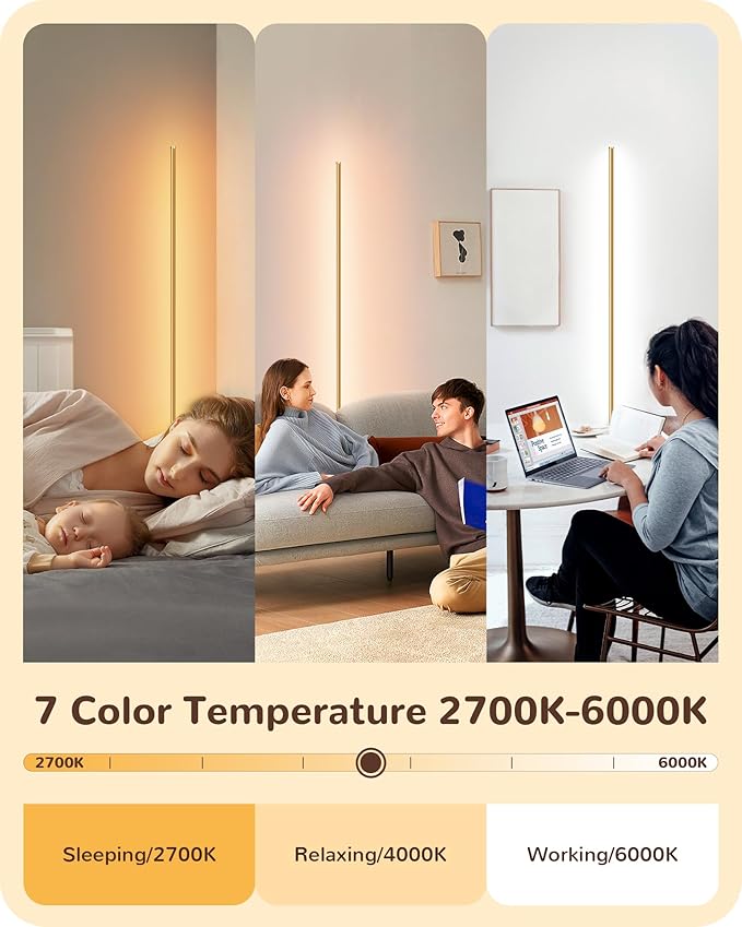 EDISHINE LED Corner Floor Lamp, 57.5" Tall Standing Lamp - Image 2