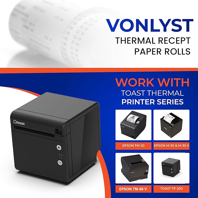 Thermal Printer Paper Roll for Toast TP200 Receipt Printer Point of Sale - Image 2