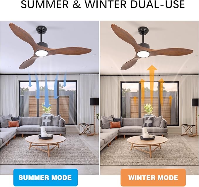 revoici 52 Inch Brown Wood Ceiling Fan - Image 4