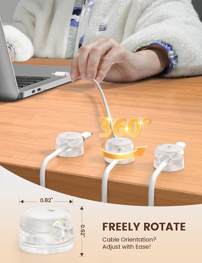 Lamicall 6Pack Clear Rotatable Cord Organizer - Image 4
