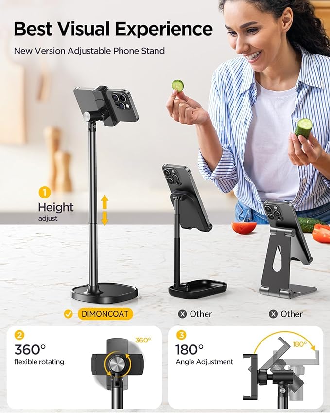 DIMONCOAT Phone Stand for Desk, Angle Height Adjustable Phone Holder for Desk - Image 2