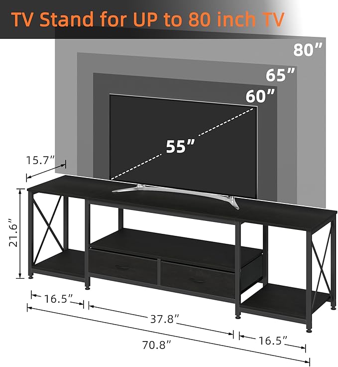 GYIIYUO TV Stand with Fabric Drawers - Image 2