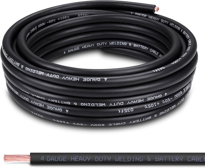 Shirbly 4 Gauge Battery Cable, 30F T Black 4 AWG Pure Copper Wire Welding Cable by Shirbly