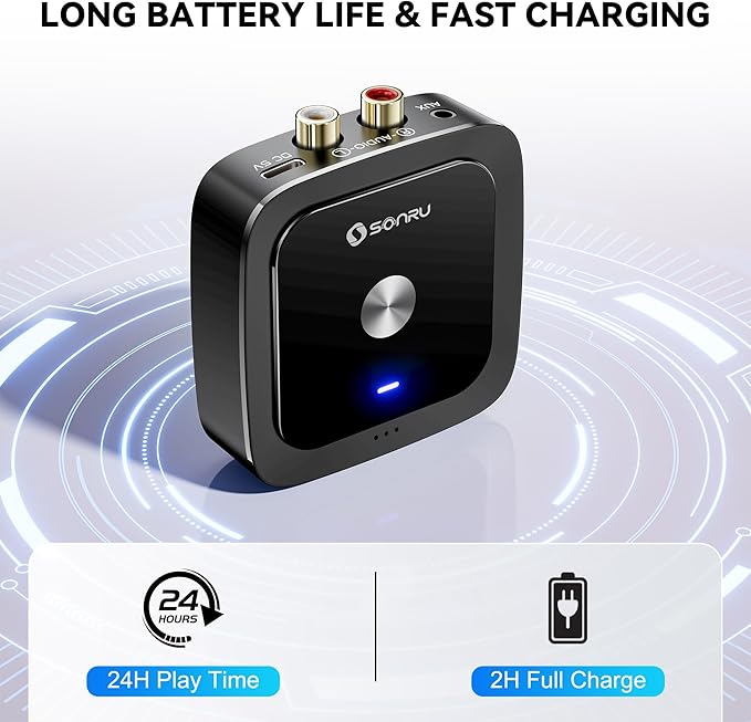 SONRU Bluetooth 6.0 Receiver, Low Latency, 24-Hour Battery Life - Image 6