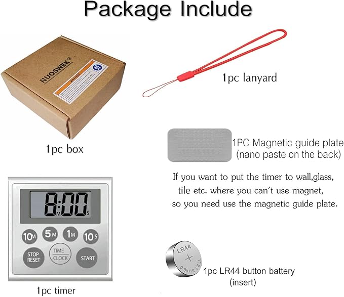 NUOSWEK Digital Timer Waterproof Shower Timer Shower Clock Bathroom Kitchen - Image 7