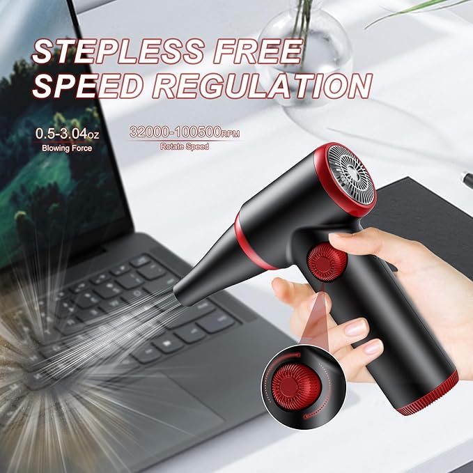 ATEngeus Compressed Air Duster, Stepless Speed Electric Air Duster, 100500RPM - Image 2