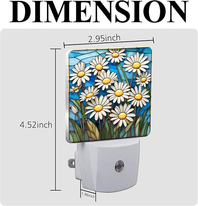 PODMemory Daisy Stained Glass Night Lights Plug into Wall - Image 2