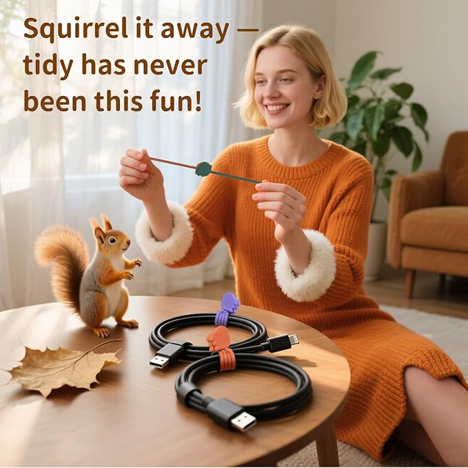 SOLIDATOR Fun Squirrel Magnetic Cable Ties – 24 Pack, Reusable Silicone Cord - Image 5