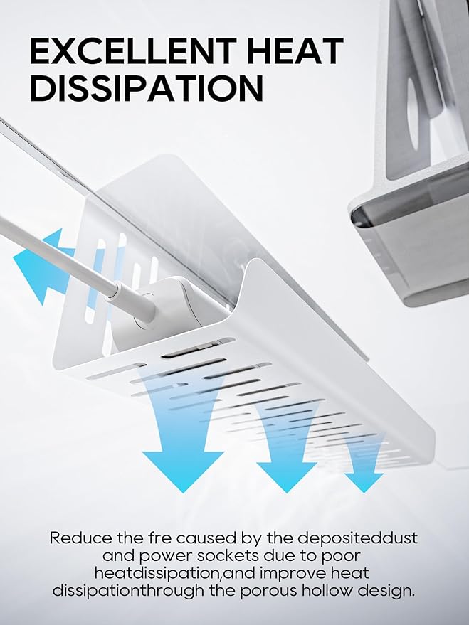 NODOCA No Drill Under Desk Cable Management Tray, Punch-Free Clamp on, Metal - Image 5