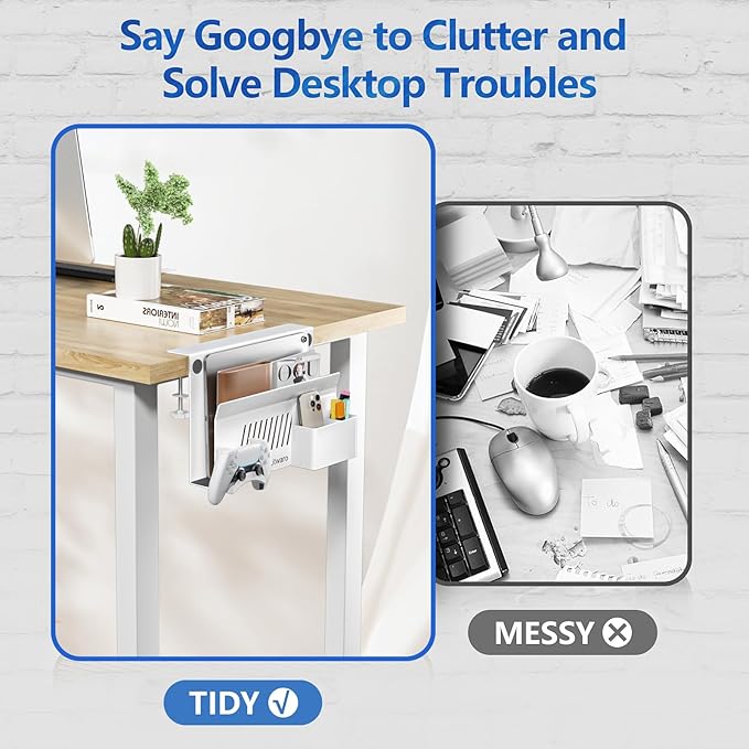 Litwaro Desk Side Storage Organizer, Under Desk Laptop Holder No Drill - Image 5