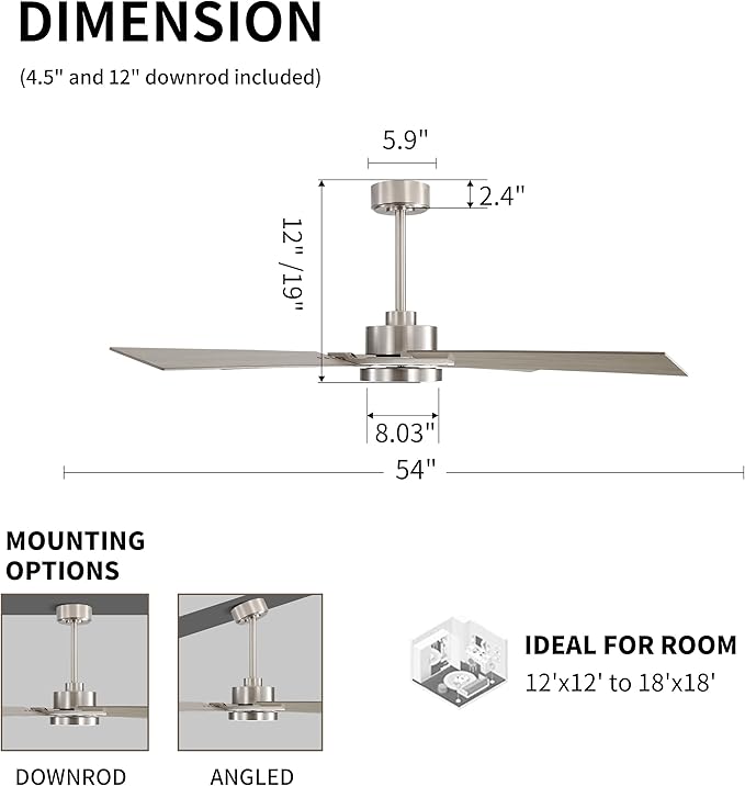 WINGBO 54 Inch Ceiling Fan - Image 4