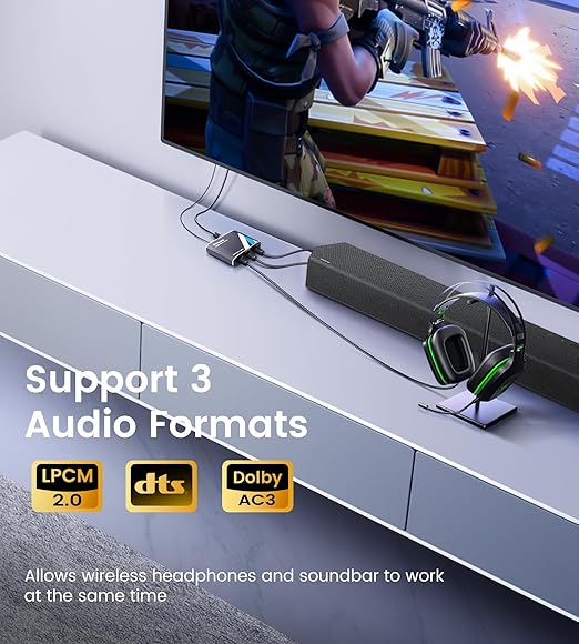 NEWCARE Optical Audio Splitter 1 in 3 Out, SPDIF Toslink Digital Optical Audio - Image 7