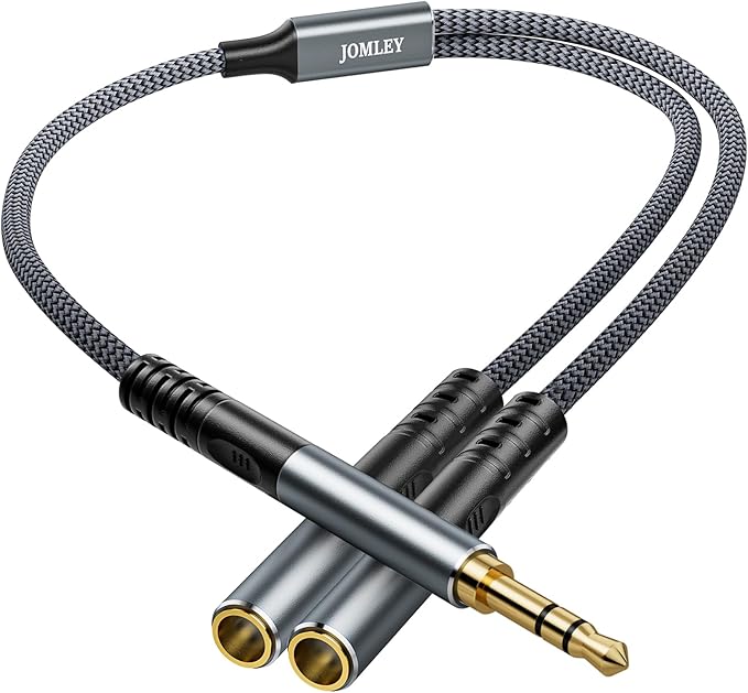 JOMLEY Headphone Splitter 3.3ft, Audio Splitter 3.5mm 1 Male to 2 Female Adapter by JOMLEY