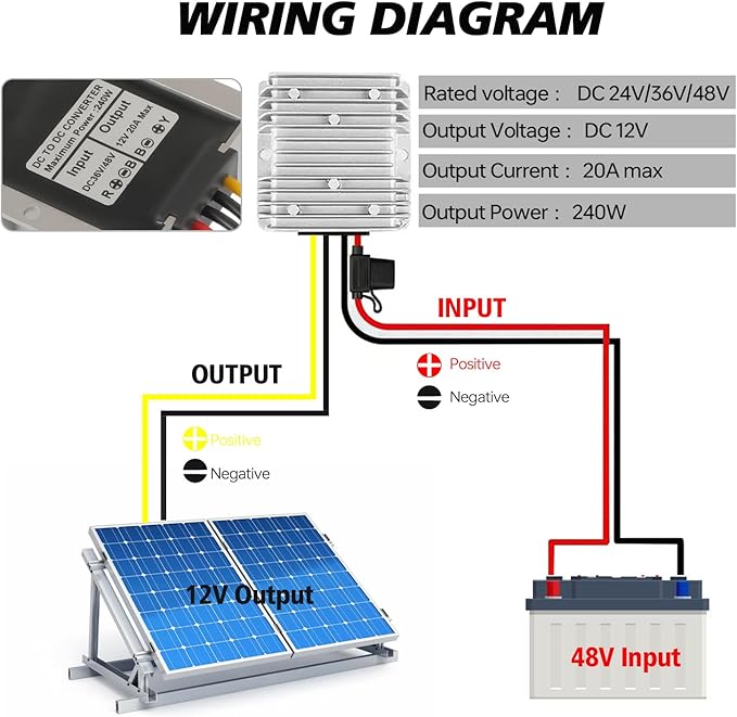 JAMHER 12V 240W Golf Cart 48V 36V to 12V Waterproof Converter Voltage Regulator - Image 2