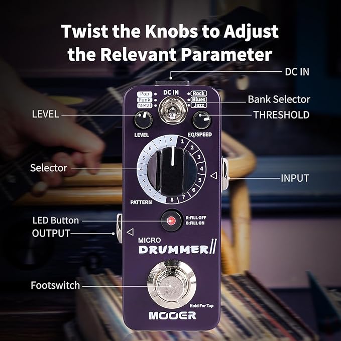 MOOER Micro Drummer II Guitar Drummer Pedal Drum Machine Effect - Image 5