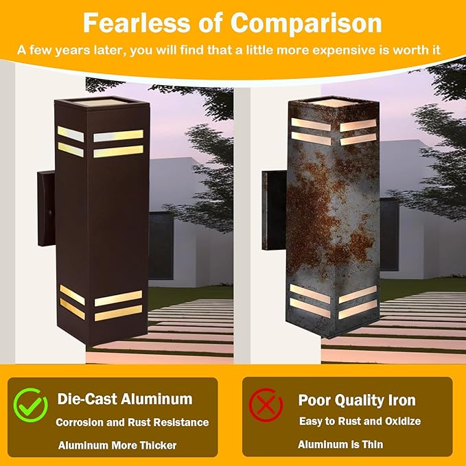 iYogaled Dusk to Dawn Outdoor Wall Light, Porch Lights Wall Mount 2 Pack - Image 6