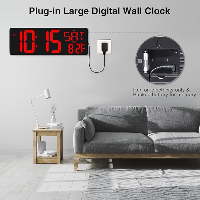 XREXS Large Digital Wall Clock - Image 7