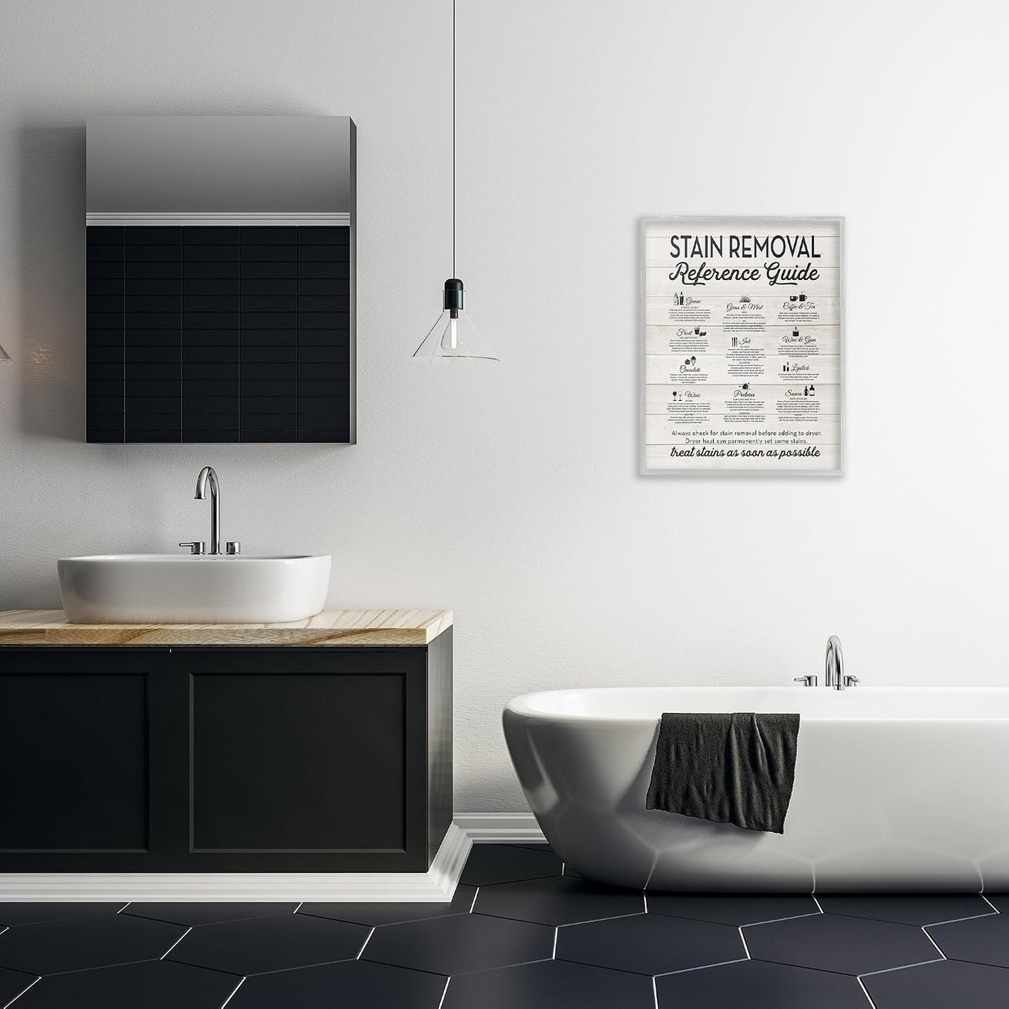 'Stain Removal Reference Guide'| Framed Giclee Art | Stupell Industries | Gray, 24 x 30 Inches, Easy to Hang and Sturdy, Made in USA, by Lettered and Lined