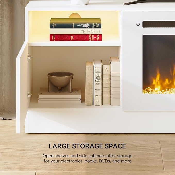 YISUFO 80” TV Stand with 36” Electric Fireplace, Large Modern Media - Image 8
