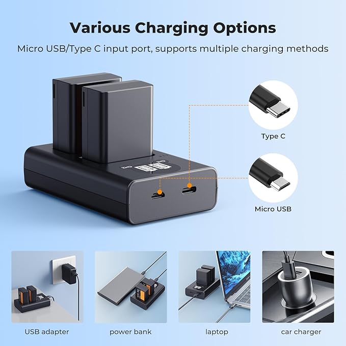 K&F CONCEPT 1600mAh EN-EL25 Battery 2-Pack EN-EL25A Battery and Dual LCD - Image 6