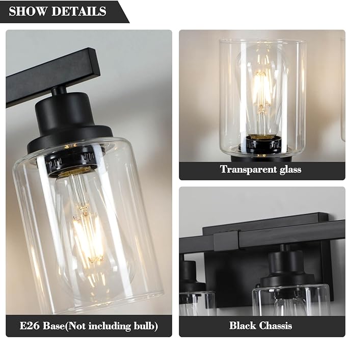 DIKAIDA 6-Light Black Vanity Lights 38'' Modern Bathroom Vanity Lighting - Image 2