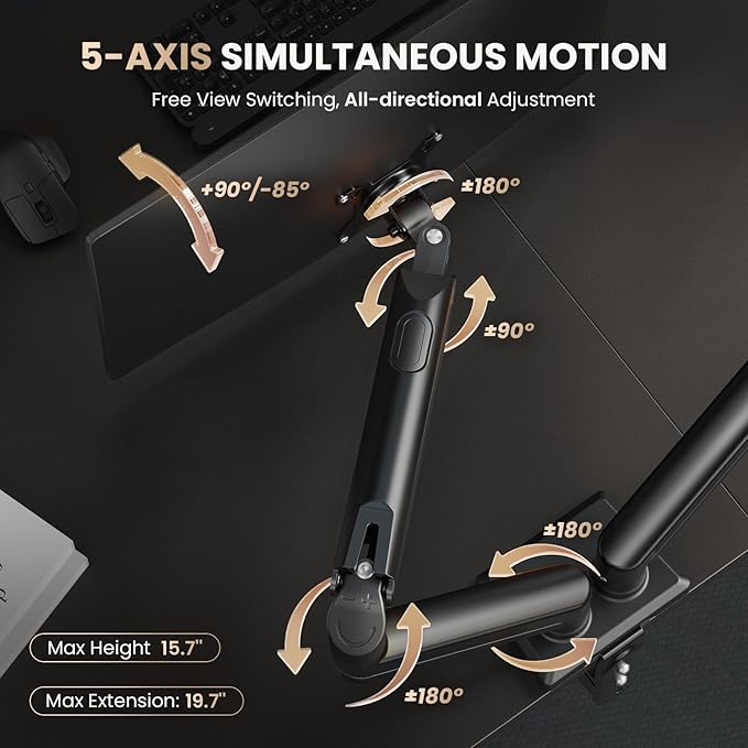 SIAGO Dual Monitor Stand, 15 to 32 Inch Monitor Arm, Adjustable Monitors Mount - Image 9