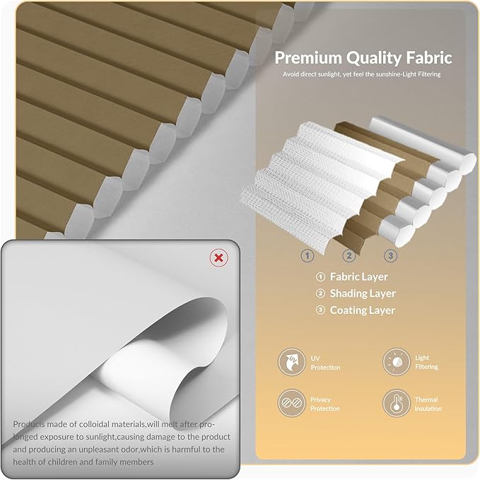 Boolegon No Drill Motorized Cellular Blinds - Image 5